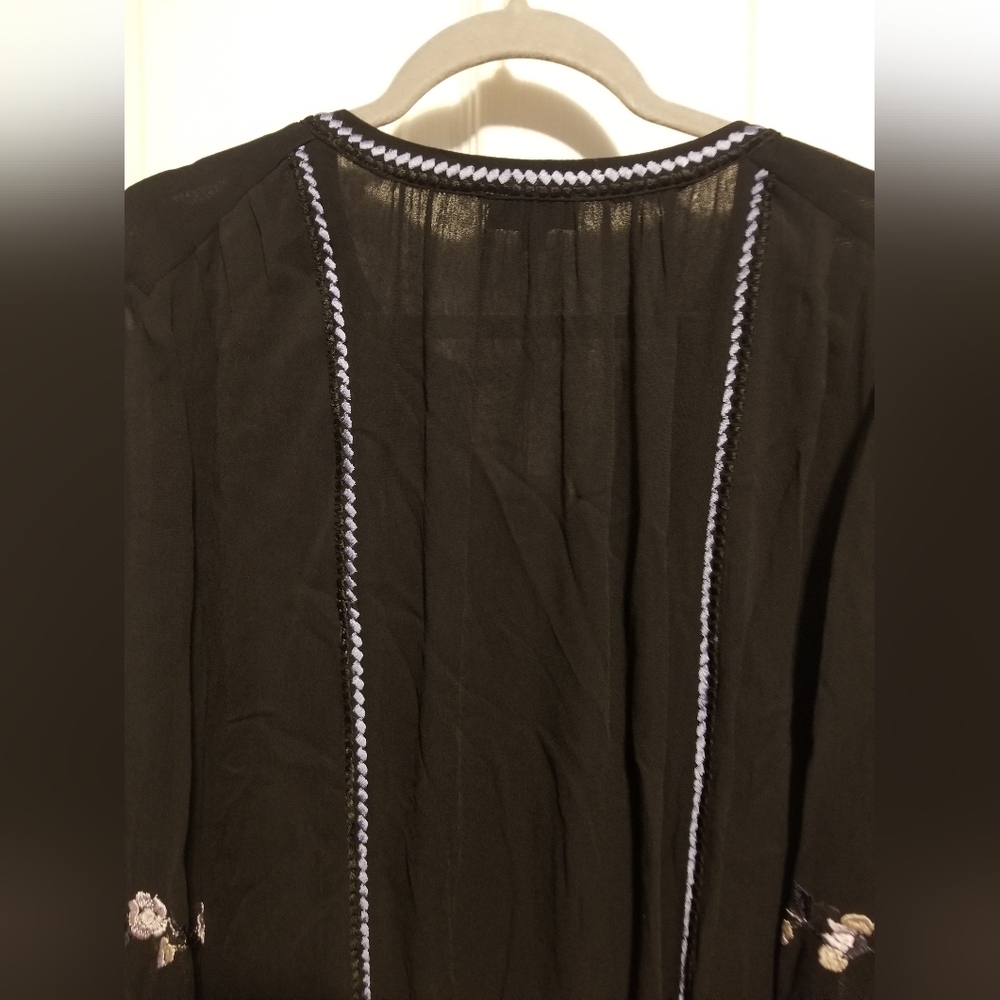 NWT Tolani Embroidered Dress Womens Large Black Lined Reched Sleeves - Picture 9 of 11